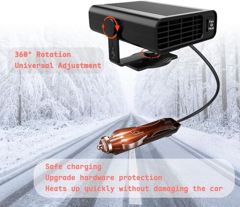Portable Car Heater, Car Heaters for Vehicle, 150W 12 Volt Heaters, Multi-Functional Car Defroster Windshield Heater, 2 in 1 Fast Heating and Cooling Fan for Car, Truck, SUV in Saudi Arabia