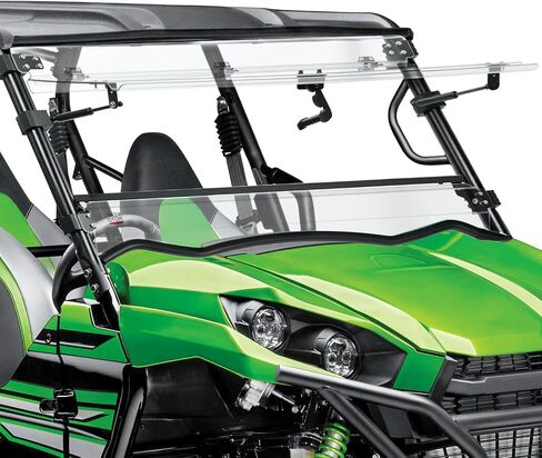 الزجاج الأمامي القابل للطي 3 في 1 من KEMIMOTO متوافق مع 2016+ Kawasaki Teryx 800، Teryx 4 800، 2021+ Teryx S، Teryx 4 S، مقاوم للخدش شديد التحمل، مضبوط على الإغلاق أو التهوية أو الفتح، رؤية واضحة in Kuwait
