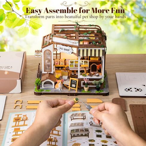 DIY Book Nook Kit - Bookend Diorama with LED - 3D Wooden Puzzle DIY Miniature House Kits - Bookshelf Insert Decor - Booknook Dollhouse Crafts Hobbies Gifts for Adults (Hanging Garden) in Saudi Arabia