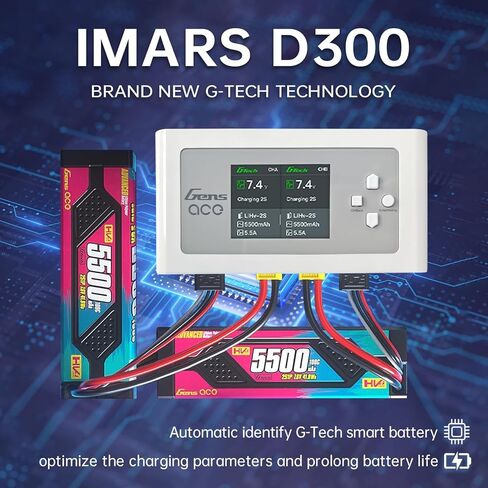 شاحن بطارية ليبو، شاحن Gens Ace IMARS D300 G-Tech Series شاحن توازن ليبو مزدوج ذكي 16A AC 300W DC 700W (350W*2) شاحن بطارية RC لبطاريات Lipo 1s~6s Life NiCd MH LiHV (أبيض) in Kuwait