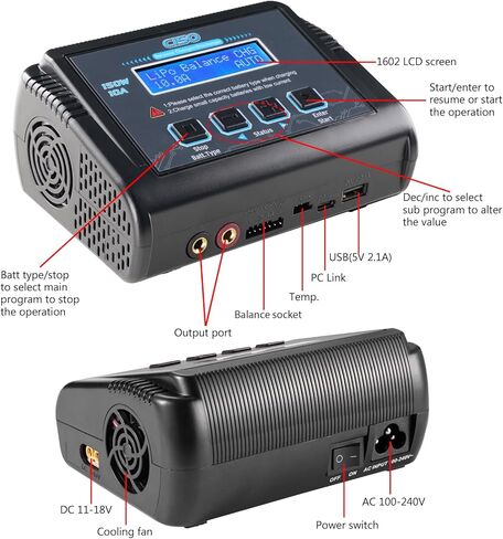 LiPo Battery Charger, 150W 10A RC Balance Fast Battery Charger Discharger for 1S-6S LiPo/Li-ion/Life/LiHV Battery 1-15S NiMH/NiCD PB Smart Batteries RC Car Drone in Kuwait