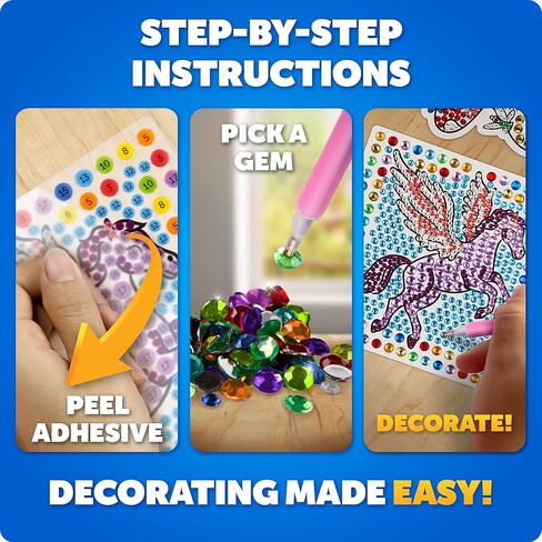 Blue Marble Ultimate Diamond Painting Kit for Kids – 6 Craft Activities with 1500+ Gems, Make 3 Window Art Pieces & 3 Keychains, Includes Applicator Pens, Gem Trays & Stencils, Kids Crafts in Saudi Arabia