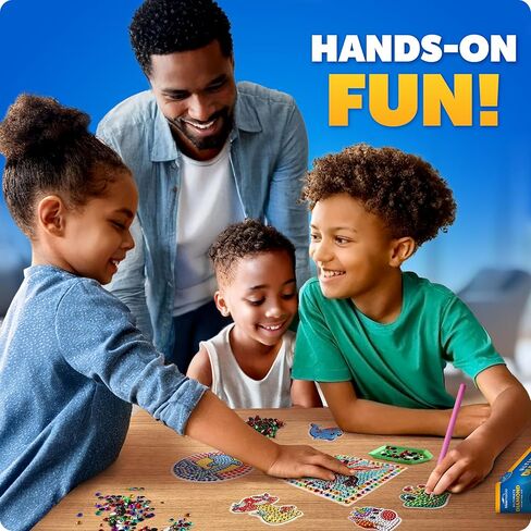 Blue Marble Ultimate Diamond Painting Kit for Kids – 6 Craft Activities with 1500+ Gems, Make 3 Window Art Pieces & 3 Keychains, Includes Applicator Pens, Gem Trays & Stencils, Kids Crafts in Saudi Arabia