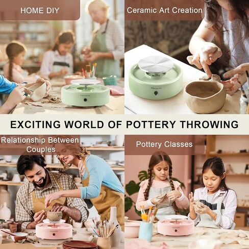 Mini Pottery Wheel Kit - 6" Pottery Wheel for Kids, Teens & Adults Beginners, 2 Lb Air Dry Clay & 18PCS Clay Tools Included, Crafts for Home DIY, Ceramic Work & Art Creatio in Saudi Arabia