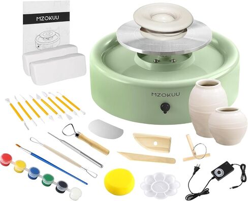 Mini Pottery Wheel Kit - 6" Pottery Wheel for Kids, Teens & Adults Beginners, 2 Lb Air Dry Clay & 18PCS Clay Tools Included, Crafts for Home DIY, Ceramic Work & Art Creatio in Saudi Arabia