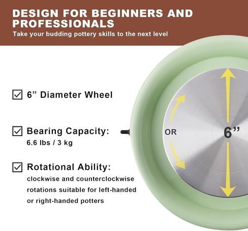 Mini Pottery Wheel Kit - 6" Pottery Wheel for Kids, Teens & Adults Beginners, 2 Lb Air Dry Clay & 18PCS Clay Tools Included, Crafts for Home DIY, Ceramic Work & Art Creatio in Saudi Arabia