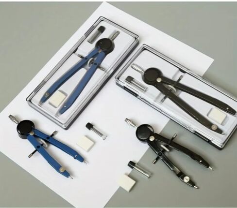 Simple Pratical Pfofessional Metal Compass Set with Lead core Math Geometry Circle Drawing Tools Office Supplies Stationery Gift in Saudi Arabia