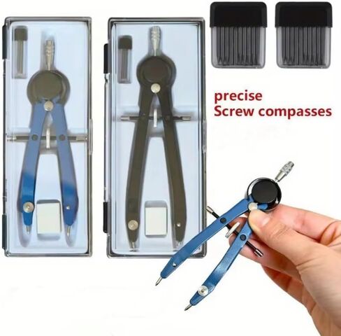Simple Pratical Pfofessional Metal Compass Set with Lead core Math Geometry Circle Drawing Tools Office Supplies Stationery Gift in Saudi Arabia