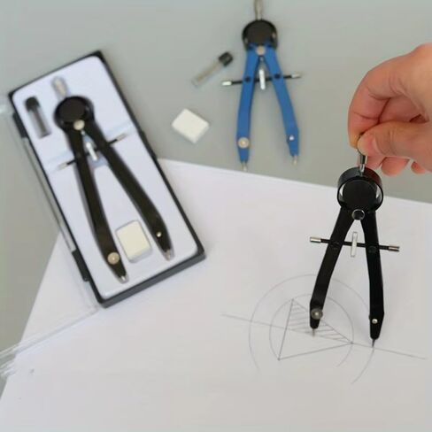 Simple Pratical Pfofessional Metal Compass Set with Lead core Math Geometry Circle Drawing Tools Office Supplies Stationery Gift in Saudi Arabia