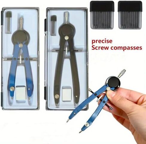 Simple Pratical Pfofessional Metal Compass Set with Lead core Math Geometry Circle Drawing Tools Office Supplies Stationery Gift in Saudi Arabia