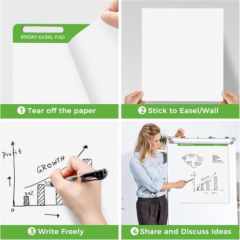 Sticky Mini Easel Pads 13 x 17 Inches, 3 Pack Anchor Chart Paper for Teachers, Self Stick Flip Chart Paper with Sticky Back for Classroom, Office, 30 Sheets/Pad (White) in Saudi Arabia