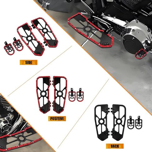 أوتاد قدم للسائق والراكب على الأرض مناسبة لدراجة Harley Touring Dyna FLD CVO Street Glide Electra Glide Road King Road Glide Trike Ultra Limited باللون الأحمر in Kuwait