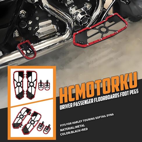 أوتاد قدم للسائق والراكب على الأرض مناسبة لدراجة Harley Touring Dyna FLD CVO Street Glide Electra Glide Road King Road Glide Trike Ultra Limited باللون الأحمر in Kuwait