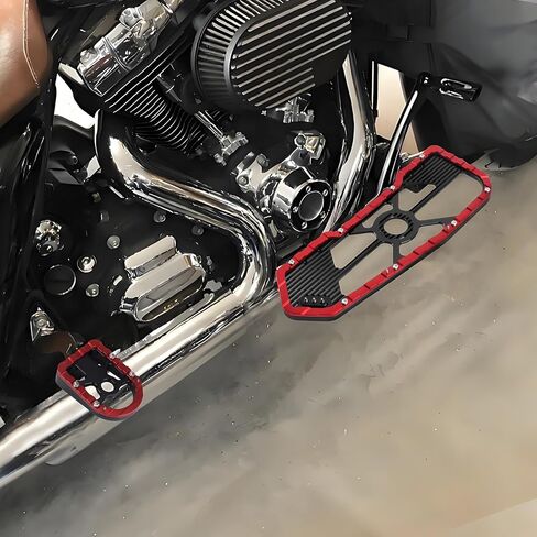 أوتاد قدم للسائق والراكب على الأرض مناسبة لدراجة Harley Touring Dyna FLD CVO Street Glide Electra Glide Road King Road Glide Trike Ultra Limited باللون الأحمر in Kuwait