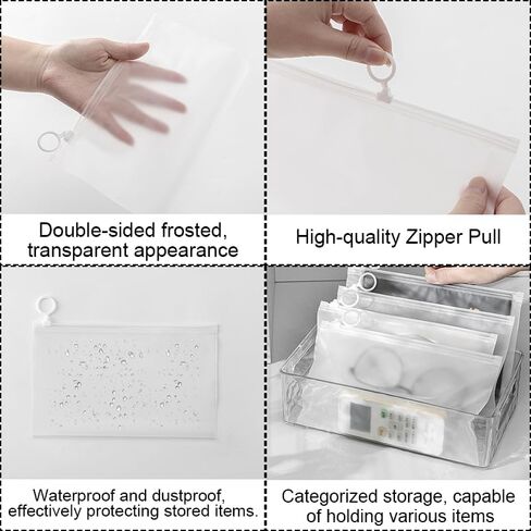 Waterproof Zipper Pouches, 10 Pcs Matte Organizing Storage 9.5x6 in, Plastic Bags for Office Supplies, Toys, Cosmetics, Cable, Travel Storage, Office and Home Organization in Saudi Arabia