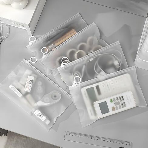 Waterproof Zipper Pouches, 10 Pcs Matte Organizing Storage 9.5x6 in, Plastic Bags for Office Supplies, Toys, Cosmetics, Cable, Travel Storage, Office and Home Organization in Saudi Arabia