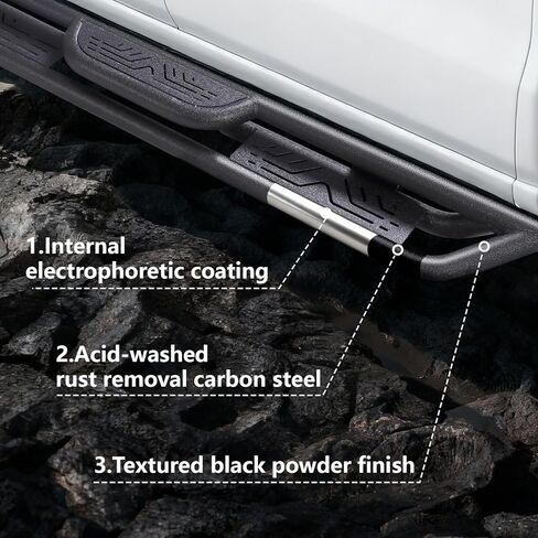 Running Boards Compatible with 2018-2025 Jeep Wrangler JL 4 Doors, Black Heavy Duty Carbon Side Steps Rails Round Tube Nerf Bars in Saudi Arabia