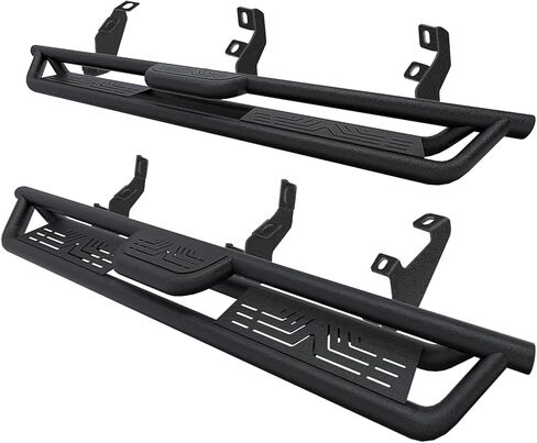 Running Boards Compatible with 2018-2025 Jeep Wrangler JL 4 Doors, Black Heavy Duty Carbon Side Steps Rails Round Tube Nerf Bars in Saudi Arabia