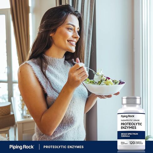 Piping Rock Proteolytic Enzymes Supplements | 120 Capsules | Therapeutic Grade | Broad Spectrum Formula | with Turmeric Curcumin Complex | Vegetarian, Non-GMO, Gluten Free in Saudi Arabia
