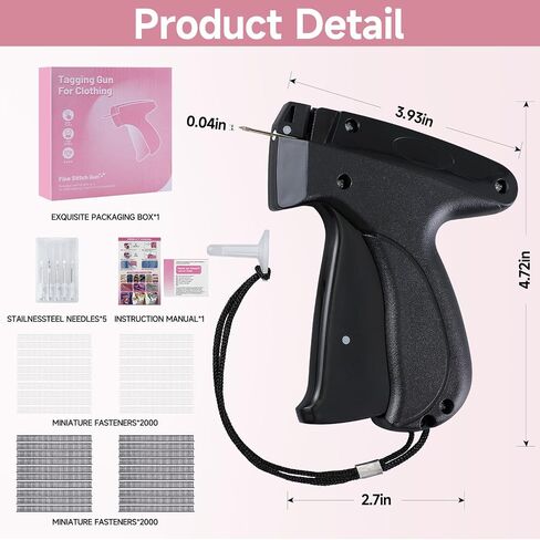 Black Quick Stitch Sewing Gun - Includes 6 Mini Needles and 4000pcs Fasteners (2000 Black & 2000 White) Clothing Stitch Gun Quick Stitchy Sewing Kit in Saudi Arabia