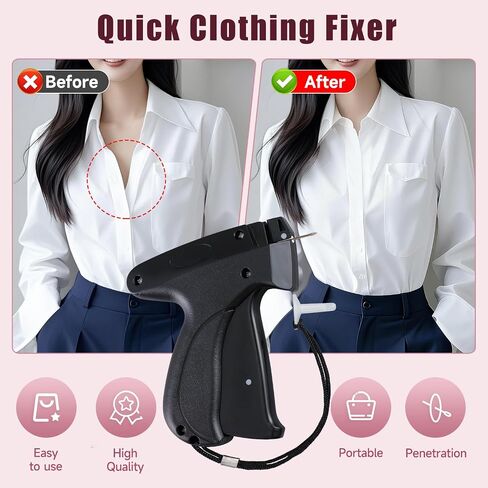 Black Quick Stitch Sewing Gun - Includes 6 Mini Needles and 4000pcs Fasteners (2000 Black & 2000 White) Clothing Stitch Gun Quick Stitchy Sewing Kit in Saudi Arabia