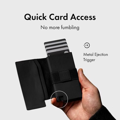 Ekster Men's Wallet Pro | RFID حظر البرلمان الجلود محفظة الحد الأدنى | يحمل 14 بطاقة ونقد | حامل بطاقة ضئيلة للرجال مع زر الضغط المصمم للوصول السريع عن البطاقة | البحرية in Kuwait