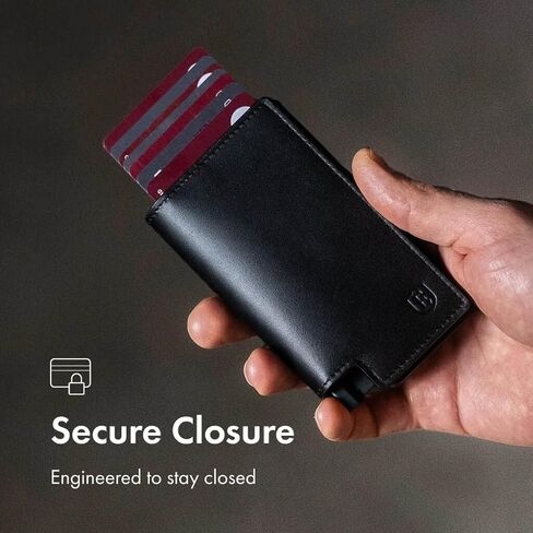 Ekster Men's Wallet Pro | RFID حظر البرلمان الجلود محفظة الحد الأدنى | يحمل 14 بطاقة ونقد | حامل بطاقة ضئيلة للرجال مع زر الضغط المصمم للوصول السريع عن البطاقة | البحرية in Kuwait