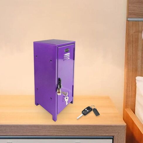 Small Makeup Storage Cabinet, Vertical File Cabinet with A Lock Cute Organizer Box for Cotton Pad Makeup Brush Hallway Living Room Bedroom, Purple in Saudi Arabia