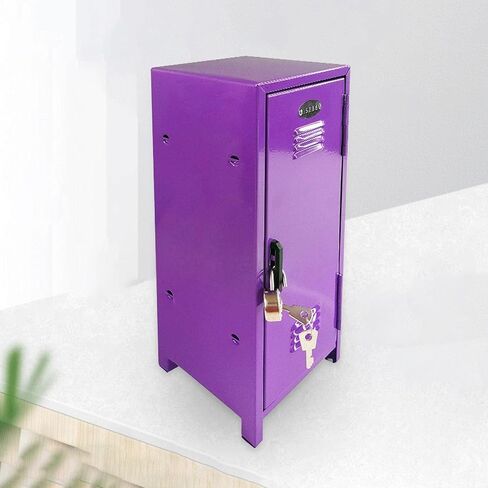 Small Makeup Storage Cabinet, Vertical File Cabinet with A Lock Cute Organizer Box for Cotton Pad Makeup Brush Hallway Living Room Bedroom, Purple in Saudi Arabia