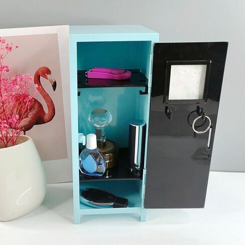 Small Makeup Storage Cabinet, Vertical File Cabinet with A Lock Cute Organizer Box for Cotton Pad Makeup Brush Hallway Living Room Bedroom, Purple in Saudi Arabia