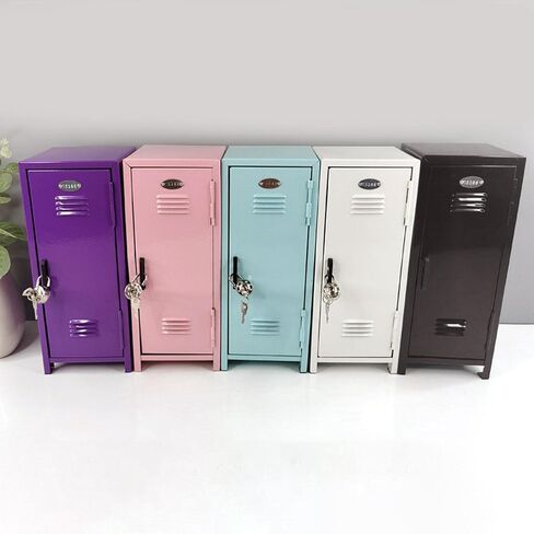 Small Makeup Storage Cabinet, Vertical File Cabinet with A Lock Cute Organizer Box for Cotton Pad Makeup Brush Hallway Living Room Bedroom, Purple in Saudi Arabia