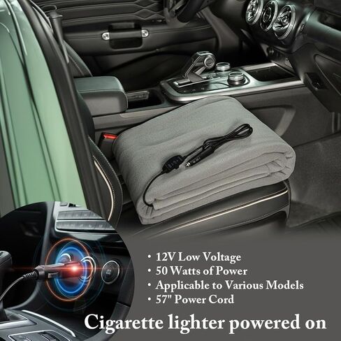 Sojoy Wearable 12V Heated Car Blanket with Zipper Design, Flannel Sherpa Electric Shawl for Cars Trucks SUVs, Fast Heating Lap and Shoulder Wrap for Cold Weather Travel，Navy Blue in Saudi Arabia