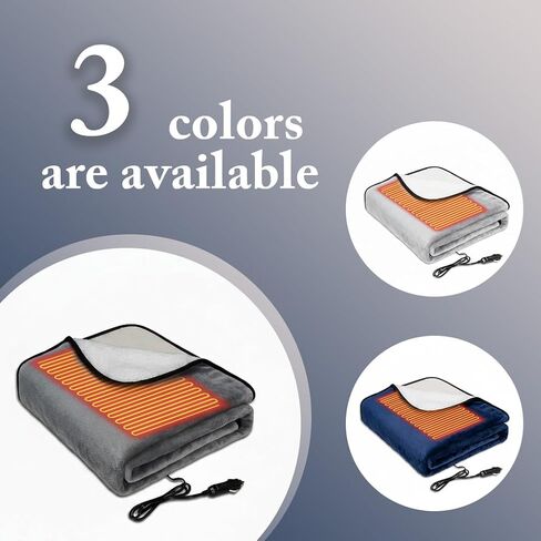 Sojoy Wearable 12V Heated Car Blanket with Zipper Design, Flannel Sherpa Electric Shawl for Cars Trucks SUVs, Fast Heating Lap and Shoulder Wrap for Cold Weather Travel，Navy Blue in Saudi Arabia