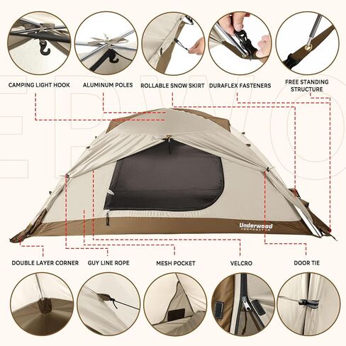 1-Person Backpacking Tent for 4-Season - Winter Waterproof Tent for One Person, Lightweight Camping Tent for Backpacking, Easy Set Up Cold Weather Tent by Underwood Aggregator in Saudi Arabia