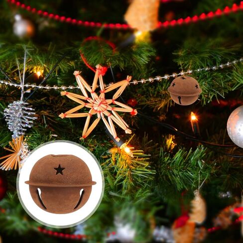 angoily Christmas Rusty Jingle Bells ، 12 ٪ Metal Rusty Bells لصياغة ، أجراس ريفية للحرف مع قواطع النجوم ، أجراس عيد الميلاد الصدئة للحرف اليدوية in Saudi Arabia