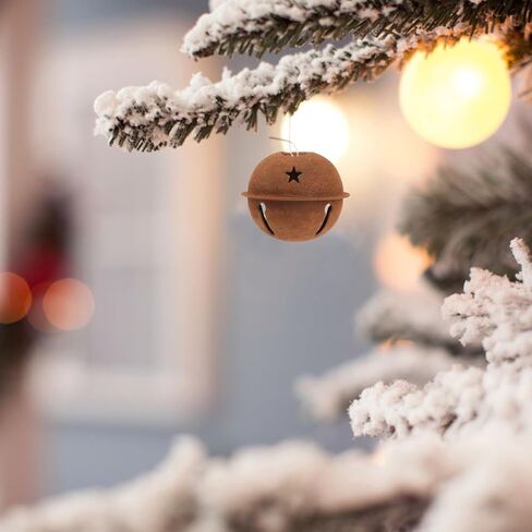 angoily Christmas Rusty Jingle Bells ، 12 ٪ Metal Rusty Bells لصياغة ، أجراس ريفية للحرف مع قواطع النجوم ، أجراس عيد الميلاد الصدئة للحرف اليدوية in Saudi Arabia