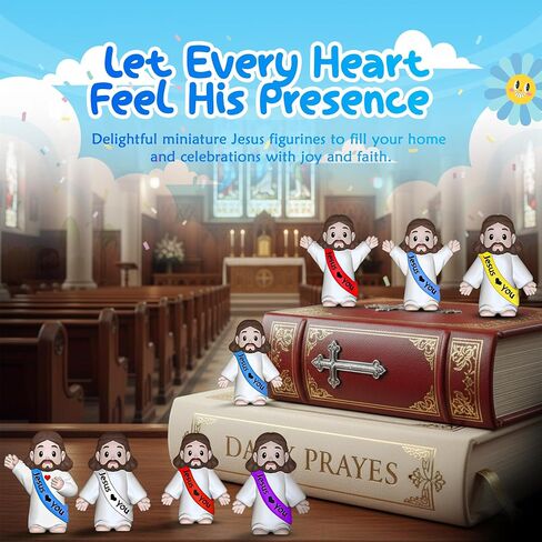 50 Pcs Little Jesus Figures – Multicolor “Jesus Loves You"Baby Jesus Figure Mini for Easter Egg Stuffers, Christmas Party Favors, Religious Celebrations (Lively Colors) in Saudi Arabia