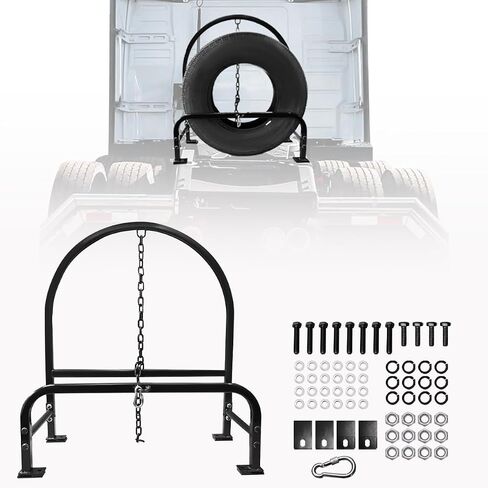 Spare Tire Carrier with Mounting Replacement for Freightliner Volvo Kenworth Mack International Peterbilt,Glossy Black-51Inches in Saudi Arabia