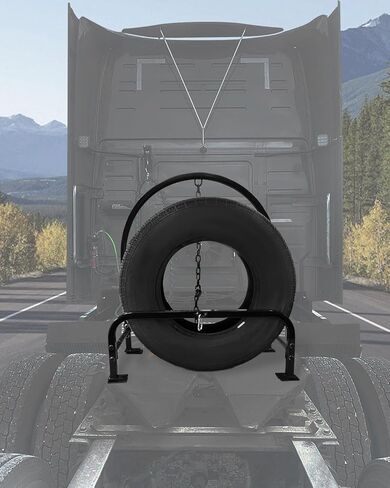 Spare Tire Carrier with Mounting Replacement for Freightliner Volvo Kenworth Mack International Peterbilt,Glossy Black-51Inches in Saudi Arabia