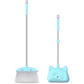 Mini Broom with Dustpan for Kids, 28-in Handle Kids Broom and Dustpan Set for Toddlers Cat-Shaped Children Broom and Cleaning Set Boys Girls Small Housekeeping Helper Set, Pink in Kuwait