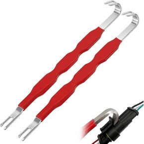 قطعتان من أداة إزالة فاصل الموصل الكهربائي للسيارات، مزيل موصل التوصيل العالمي للسيارات، أداة فصل كهربائية متعددة الوظائف لمعظم المركبات (أحمر) in Kuwait