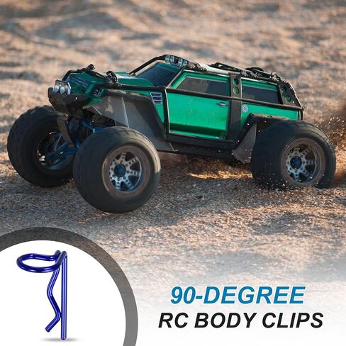 MECCANIXITY 20 قطعة زاوية 90 درجة RC دبابيس الجسم المنحنية R دبابيس 20x1.2x9 مم لجميع نماذج مقياس 1/8 1/10 1/12 شاحنة زاحفة سيارة RC، قطع غيار الهيكل (أزرق) in Kuwait