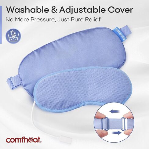 Comfheat Heated Eye Mask Blackout Eye Heating Pad USB Wired Warm Compress for Dry Eyes, Eye Fatigue, Blepharitis, Stye MGD, Temperature Control Ultra Soft Sleep Mask Washable for Travel Office (Black) in Saudi Arabia