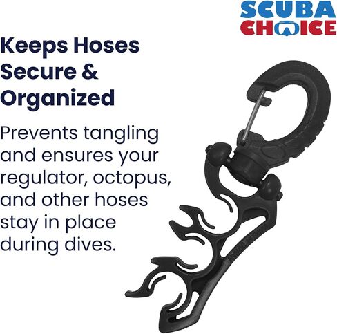 Scuba Choice Scuba Diving Dive Triple Hose Holder with Clip, Black in Saudi Arabia