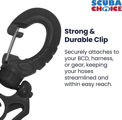 Scuba Choice Scuba Diving Dive Triple Hose Holder with Clip, Black in Saudi Arabia