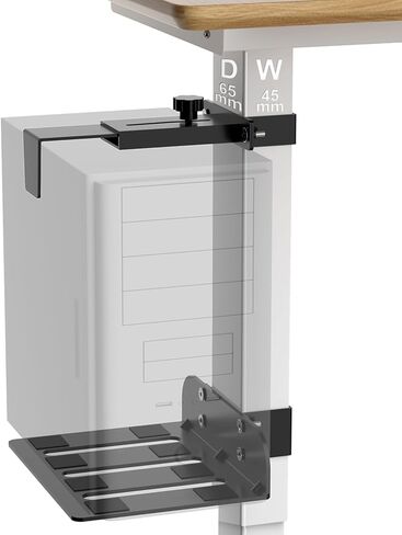 Under Desk PC Mount - No Drilling 40 lb Capacity, Computer Holder Under Table, Adjustable Height and Width, Clamp-on Leg PC Holder for Standing Desks (Fits 65mm×45mm Legs), with Non-Slip Pads, Black in Saudi Arabia
