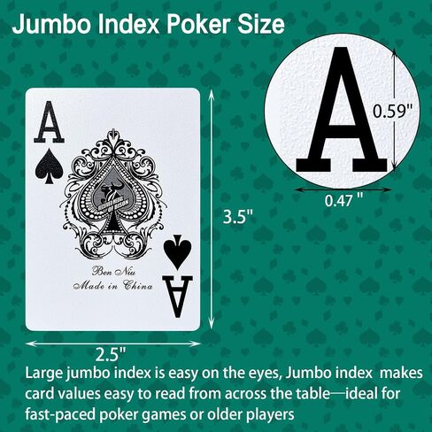 Ben Niu WPT Casino Playing Cards Waterproof Plastic Poker Size Deck of Cards 2 Pack, Jumbo Index Texas Hold’em Waterproof Playing Cards for Pool, Gifts for Poker Players(bee Back) in Saudi Arabia