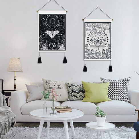 Lyacmy Pack of 2 Tapestry Sun and Moon Tapestry Moth Tapestries Orange and Green Tapestry Flower Vine Tapestry Wall Hanging for Room (13.8 x 19.7 inches) in Kuwait