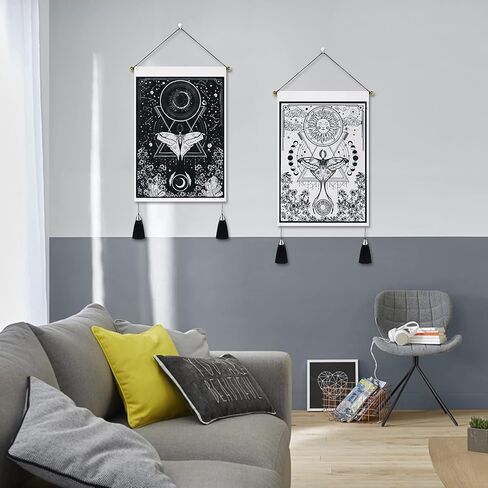 Lyacmy Pack of 2 Tapestry Sun and Moon Tapestry Moth Tapestries Orange and Green Tapestry Flower Vine Tapestry Wall Hanging for Room (13.8 x 19.7 inches) in Kuwait