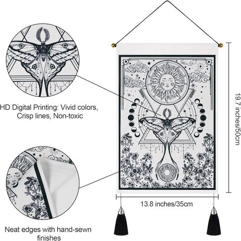 Lyacmy Pack of 2 Tapestry Sun and Moon Tapestry Moth Tapestries Orange and Green Tapestry Flower Vine Tapestry Wall Hanging for Room (13.8 x 19.7 inches) in Kuwait